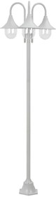 Candeeiro de pé p/ jardim c/ 3 braços E27 220cm alumínio branco