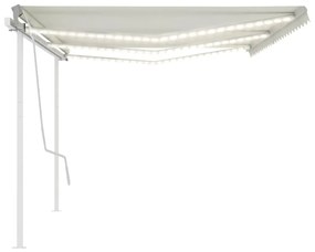 Toldo retrátil manual com LED 6x3,5 m cor creme