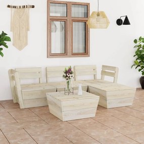 vidaXL 5 pcs conjunto lounge de paletes madeira de abeto impregnada