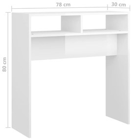 Mesa consola 78x30x80 cm derivados de madeira branco brilhante