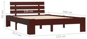 Estrutura de cama 120x200 cm pinho maciço castanho-escuro