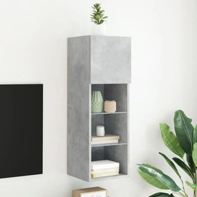 Móvel de TV com luzes LED 30,5x30x90 cm cinzento cimento