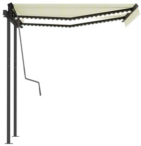 Toldo retrátil manual com LED 3,5x2,5 m cor creme