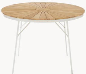 Mesa de jardim redonda com tampo em madeira de teca Ellen, vários tamanhos