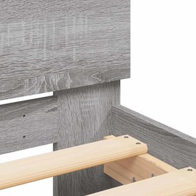 Estrutura cama c/ cabeceira/luzes LED 150x200cm cinzento sonoma