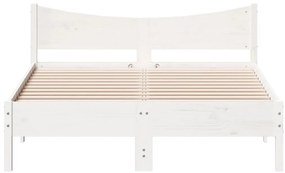 Cama sem colchão 140x200 cm madeira de pinho maciça branco