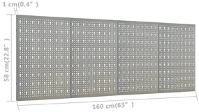 Placas perfuradas de parede 4 pcs 40x58 cm aço