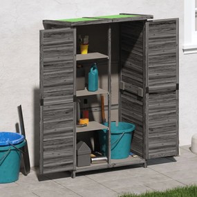 vidaXL Abrigo p/ ferramentas jardim 83x57x140 cm pinho maciço cinzento