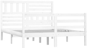 Estrutura de cama 140x190 cm madeira maciça branco