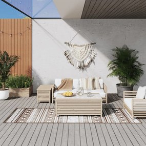 vidaXL Tapete de exterior c/ design reversível castanho/branco