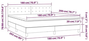 Cama box spring c/ colchão/LED 180x200 cm veludo verde-escuro