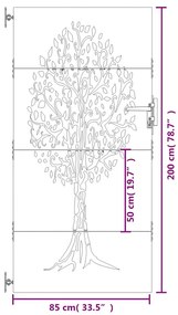 Portão de jardim 85x200 cm aço corten design árvore