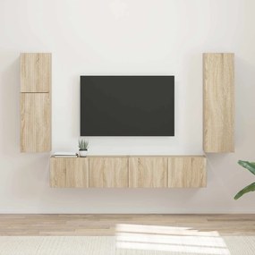 vidaXL Conjunto de móvel de TV Montado na parede 4 pcs Carvalho Sonoma