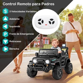 Carrinho Elétrico para Crianças 1 a 5 anos, 99 x 62 x 62 cm, Com Comando à Distância, Preto