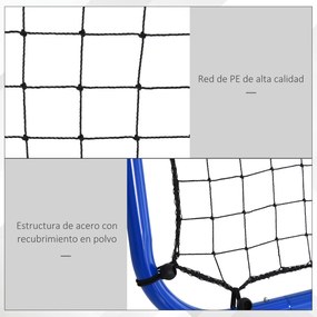 HOMCOM Rede de rebote dobravél Ângulo ajustável de 5 níveis com tubo de aço para Futebol Tênis Baseball 100x95x90 cm Azul