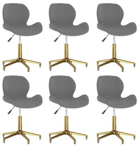 Cadeiras de jantar giratórias 6 pcs veludo cinzento-escuro