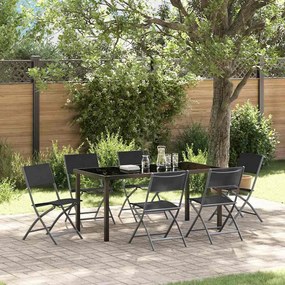 vidaXL Conjunto de Jantar Jardim 7 Peças Preto Textilene e Aço
