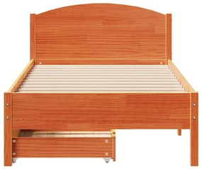 Cama sem colchão 90x190 cm madeira de pinho maciça castanho-mel