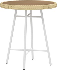 Outsunny Mesa Auxiliar Vime Sintético Bancada Madeira Plástica Estrutura Aço Galvanizado Compacta Jardim Terraço 50x50x55 cm Bege | Aosom Portugal