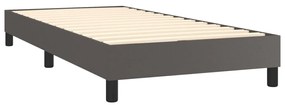 Cama box spring c/ colchão/LED 80x200 cm couro artificial cinza