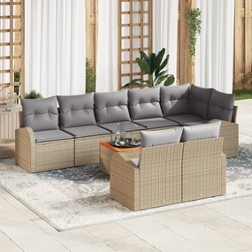 vidaXL Conjunto de Sofá Jardim 9 Peças com Almofadas Bege Vime Acácia