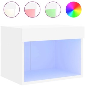 Mesas de cabeceira de parede com luzes LED 2 pcs branco
