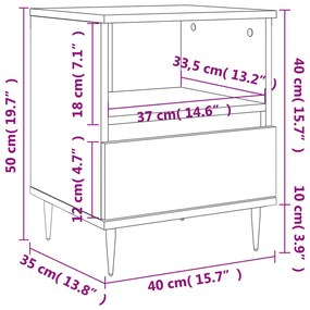 Mesa de cabeceira 40x35x50 cm derivados de madeira cinza sonoma