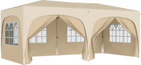 Outsunny Tenda Dobrável 3x6 m Tenda de Jardim para Festas e Eventos com Painéis Laterais UPF50+ Altura Ajustável e Bolsa de Transporte Areia | AOSOM Portugal