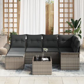 Conjunto de Sofás para Jardim de 6 Peças com Almofadas em Vime Preto,