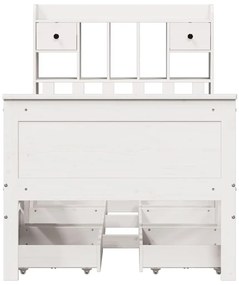 Cama com estante sem colchão 90x200 cm pinho maciço branco