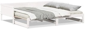 Cama de Dia com Extensão Branca 90x200 cm de Madeira de Pinho