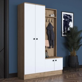 Cabide de Entrada P6 – Branco e Nogueira – 119,6 x 182,8 x 35,5 cm