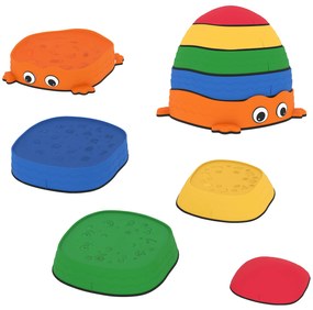 AIYAPLAY Conjunto de Pedras de Equilíbrio Empilháveis para Crianças de 5 Peças com Forma de Rã e Antiderrapantes Multicolor | Aosom Portugal