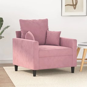 Poltrona Cinha - Cor Rosa - 78x77x80 cm - Em Veludo e Estrutura em Met