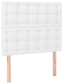 Cama box spring c/ colchão/LED 80x200cm couro artificial branco