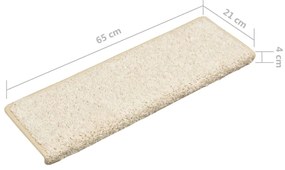 Tapete/carpete para degraus 15 pcs 65x21x4 cm branco