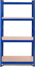 Estante de ferro e MDF para garagem 4 prateleiras Estante resistente 80x40x160cm azul