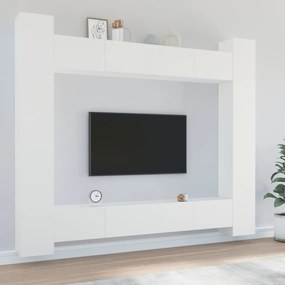 vidaXL Conjunto móveis de TV 8 pcs madeira processada branco