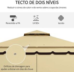 Pérgola de Jardim 370x300x275 cm Pérgola de Exterior com 4 Paredes Lat