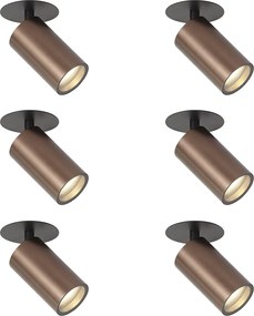 Conjunto de 6 focos embutidos modernos bronze escuro GU10 50mm IP44 - Chels