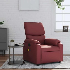 Poltrona massagens reclinável couro artificial vermelho tinto