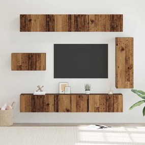 vidaXL Conjunto de móvel de TV 8 pcs Madeira antiga 30.5 x 30 x 90 cm