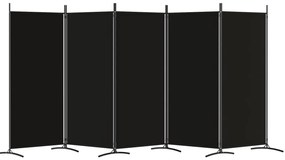 Divisória de quarto com 5 painéis 433x180 cm tecido preto