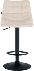 Conjunto de 2 bancos de bar Jerry em veludo com estrutura preta 87-108,5 x 43 x 46,5 cm Creme