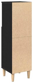 Armário de Banheiro vidaXL Preto Carvalho 30x30x100 cm Madeira de Enge