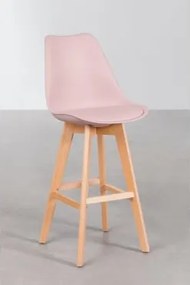 Banco Alto Nórdico Com Almofada De Couro Sintético Cor-de-rosa Avelã & ↑75 Cm - Sklum