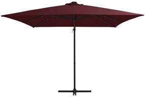 Guarda-sol de jardim cantilever c/ luzes LED 250x250 cm bordô