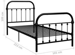 Estrutura de cama 90x200 cm metal preto