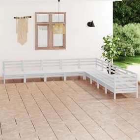 vidaXL 9 pcs conjunto lounge de jardim pinho maciço branco