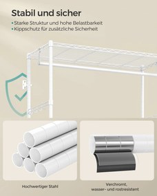 Guarda roupa aberto 40 x 90 x 180 cm com 2 gavetas em branco e cinzento